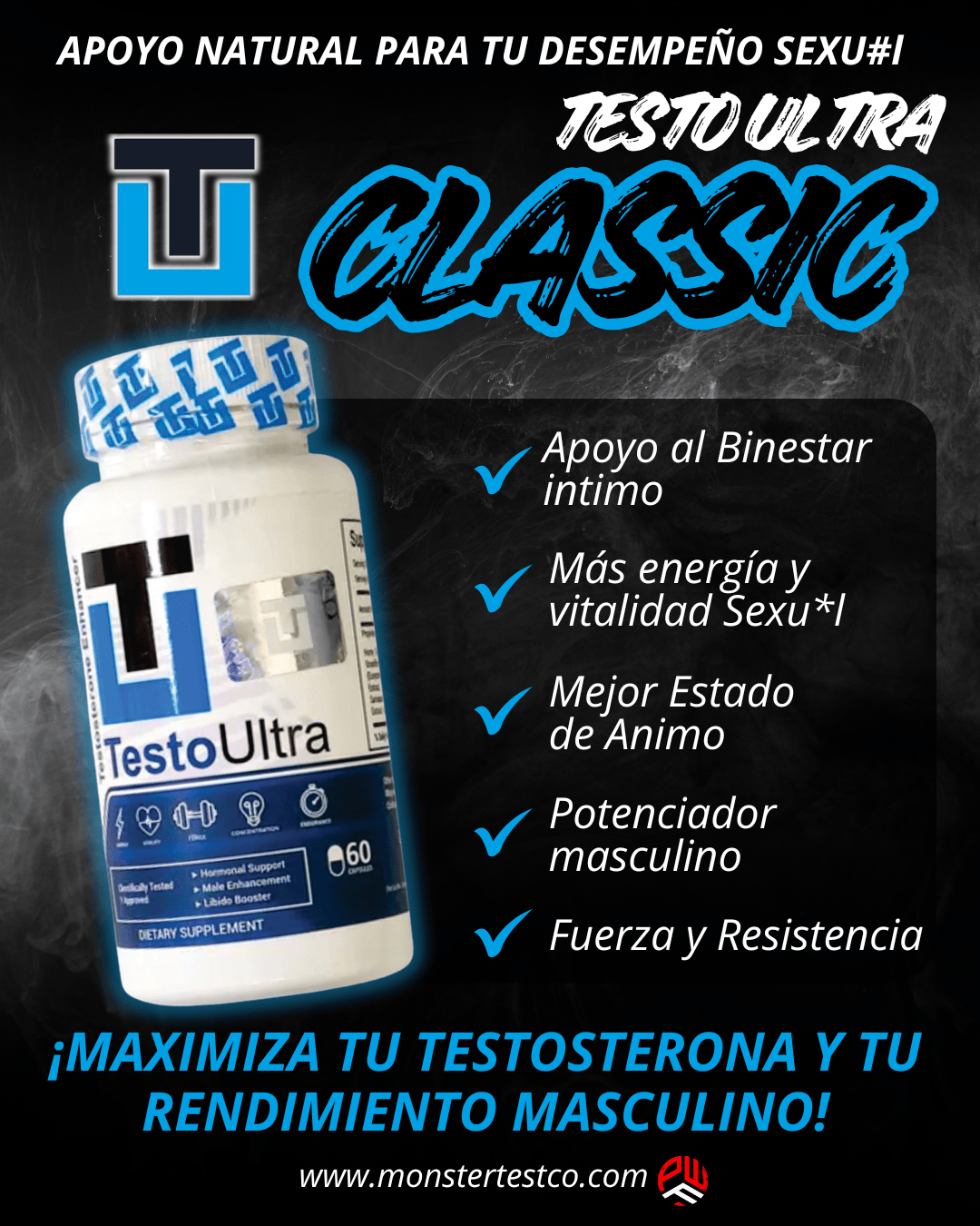 TESTO ULTRA CLÁSICO — ÍNTIMO (Bienestar íntimo · Energía y vitalidad ) - PowerFit Suplementos
