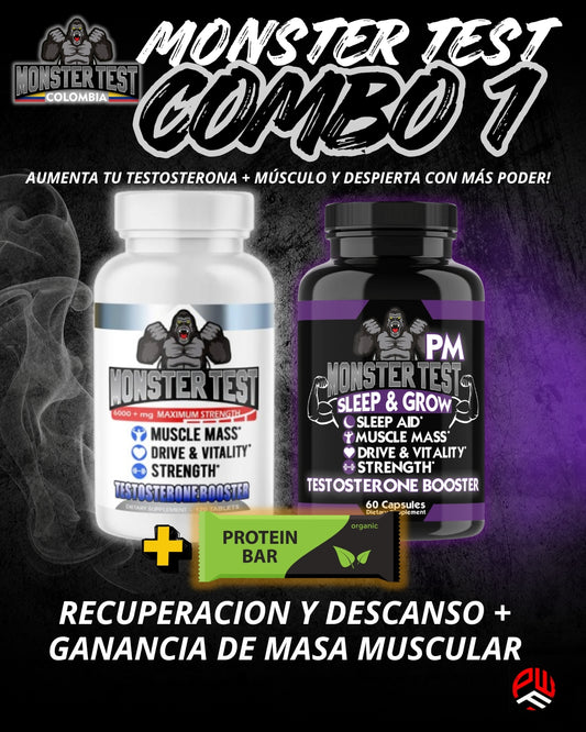 𝘾𝙊𝙈𝘽𝙊 𝟭⚪️🟣 Monster Clásico + Monster Pm + Barra de Proteina🍫