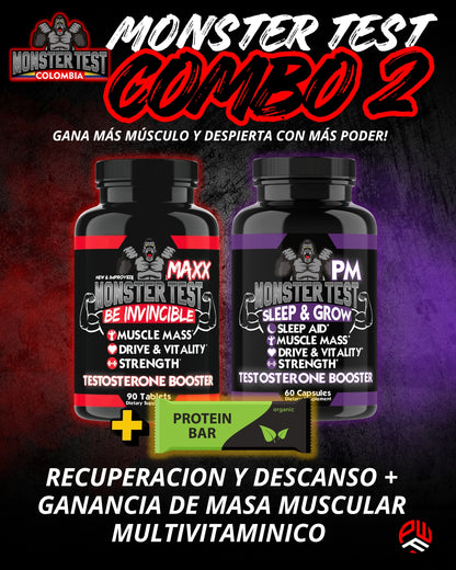 𝘾𝙊𝙈𝘽𝙊 𝟐🔴🟣 Monster Maxx + Monster Pm + Barra de Proteína🍫
