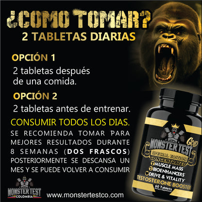 MONSTER GOLD Ganancia Muscular, Perdida de Grasa y Multivitamínico