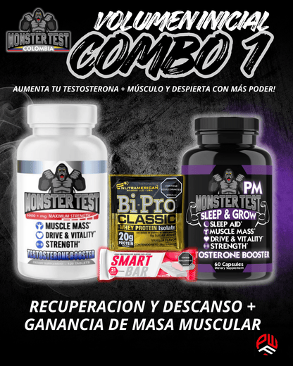 COMBO 1⚪️🟣 (activa tu testosterona, gana masa magra y mejora la recuperación, monster pm apoya la activación de la hormona de crecimiento) - PowerFit Suplementos