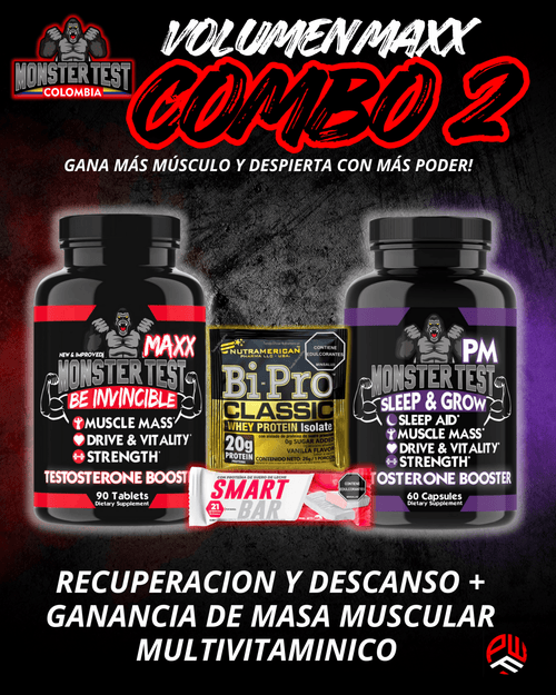 COMBO 2🔴🟣 (Sube volumen y fuerza, soporte multivitamínico y recuperación nocturna) - PowerFit Suplementos