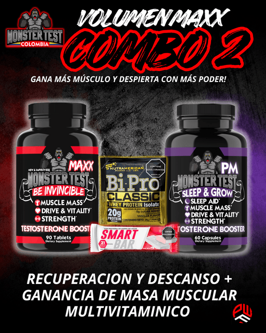 COMBO 2🔴🟣 (Sube volumen y fuerza, soporte multivitamínico y recuperación nocturna) - PowerFit Suplementos