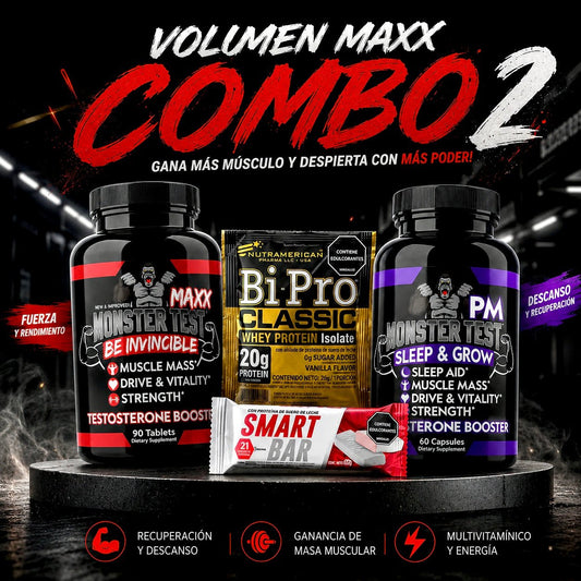 COMBO 2 - VOLUMEN (Maxx + PM · Fuerza, volumen y descanso) - PowerFit Suplementos