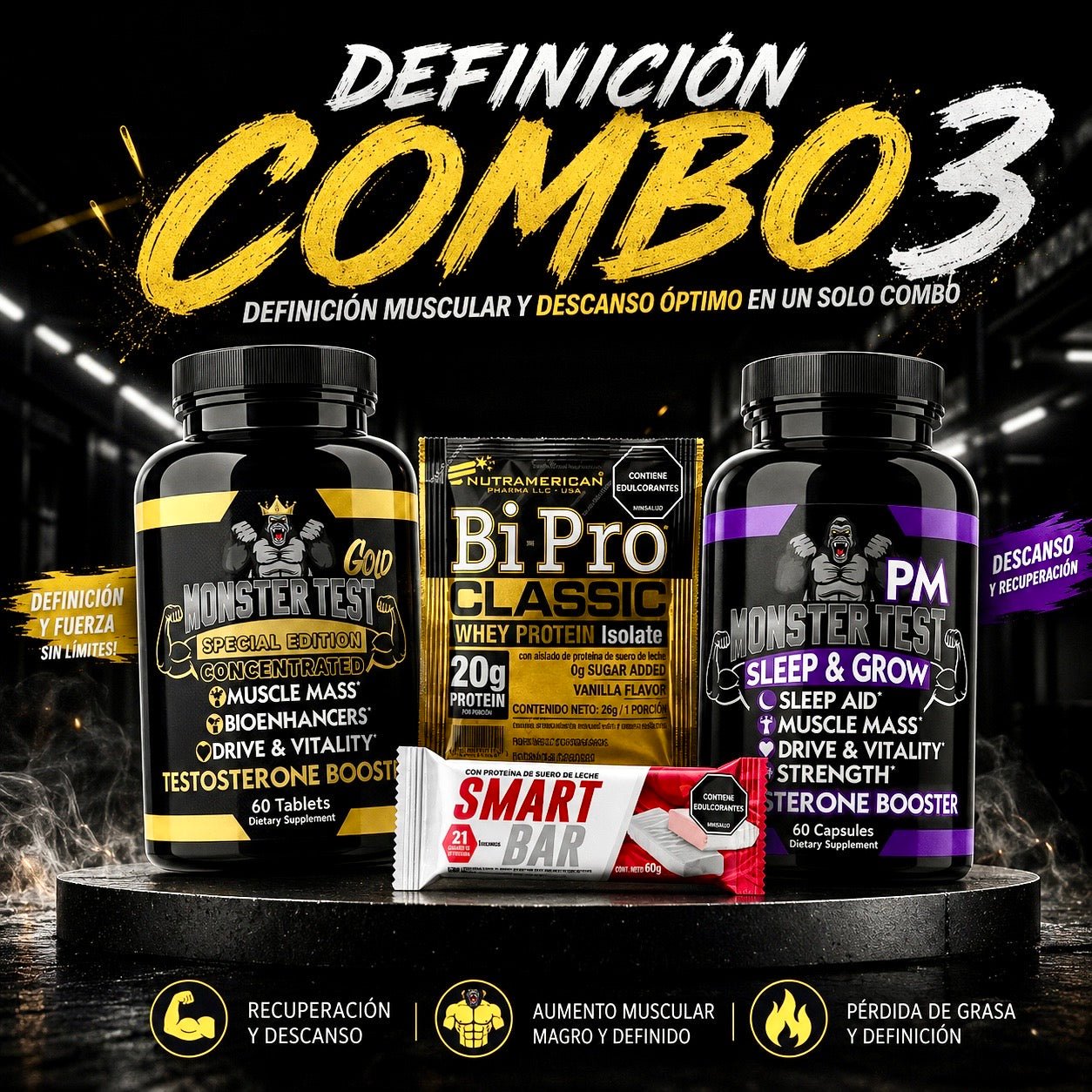 COMBO 3 - DEFINICIÓN (Gold + PM · Masa magra y recuperación) - PowerFit Suplementos