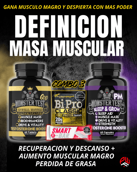 𝘾𝙊𝙈𝘽𝙊 𝟑🟣🟡 Monster Gold + Monster Pm + Barra Proteina 🍫+ Sobre Bipro - PowerFit Suplementos
